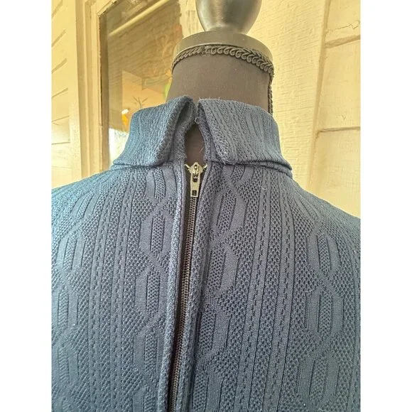 Vintage 70's Navy Blue LeRok Korell Knit Maxi Dress With Belt Sz M - Picture 13 of 16